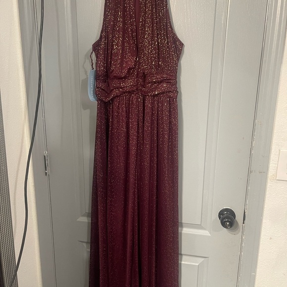 London times Burgundy Dress with Gold Dots - Picture 1 of 7